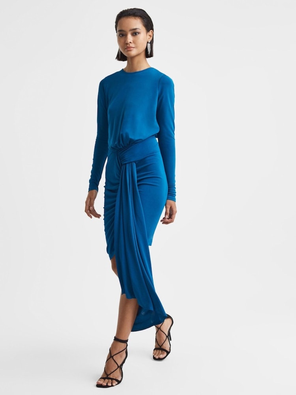NWT REISS Isadora Embellished Chain Bodycon Mini Dress in Teal - size 8